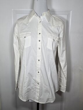 Wranglers White Long-Sleeve Women's Medium Country Western Snap Button Shirt